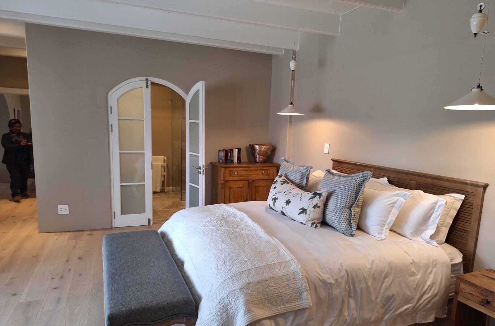Bedroom with arched doors
