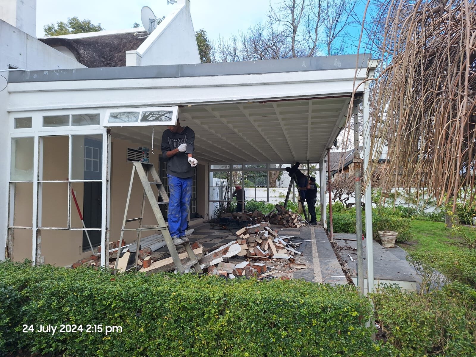 Covered patio under construction