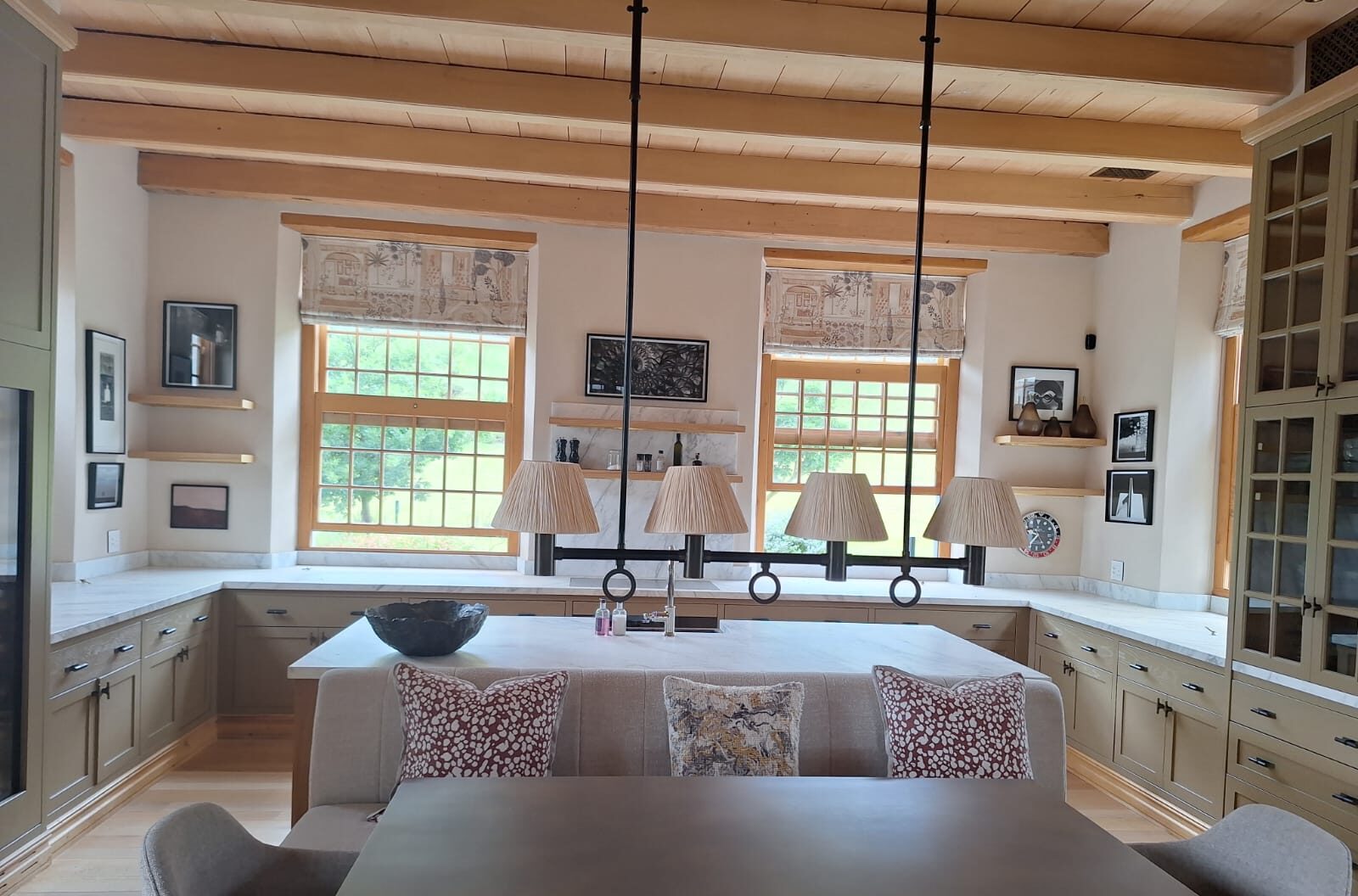 Open living and dining renovation with built-ins