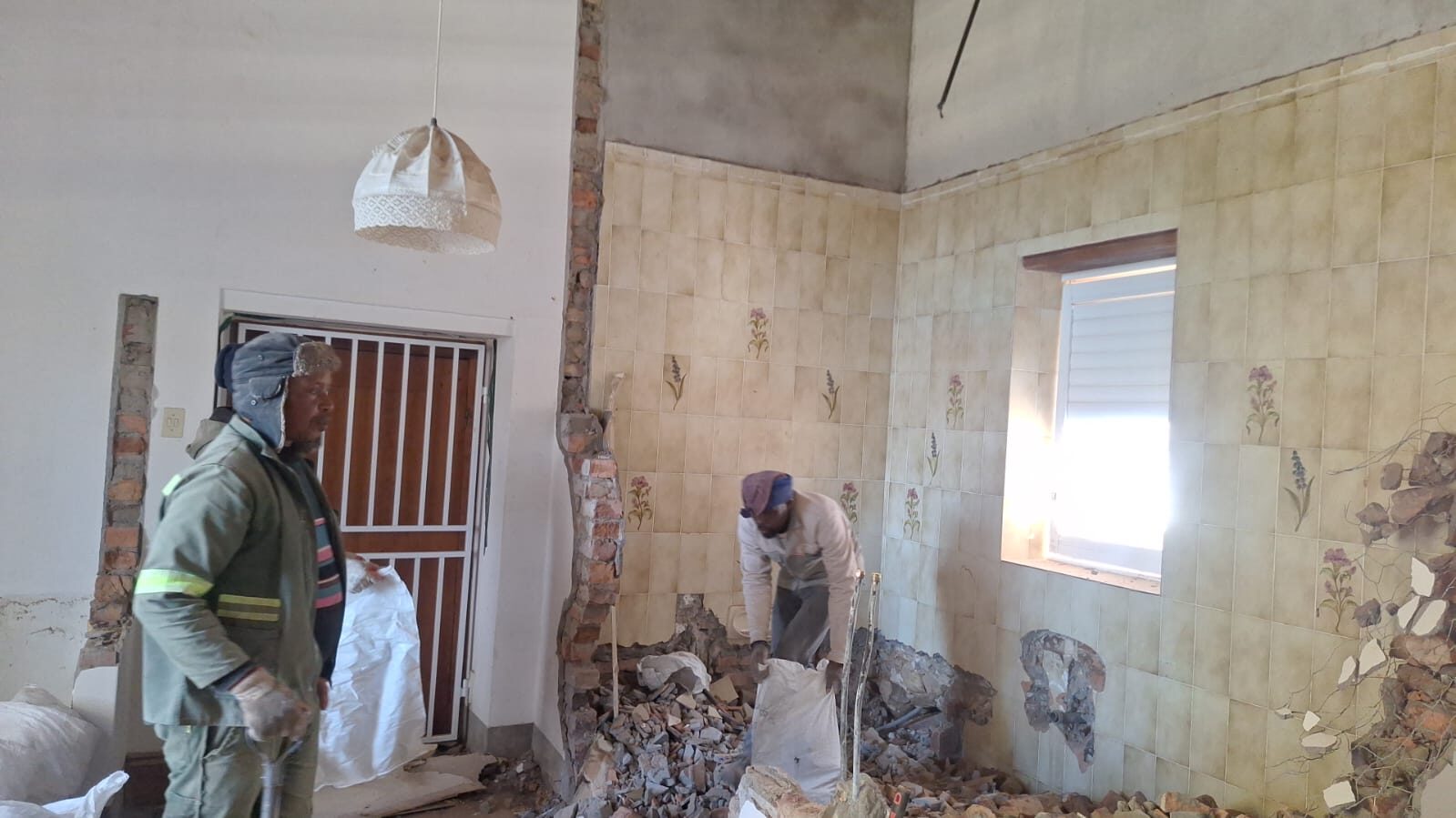 Interior gutted for renovation